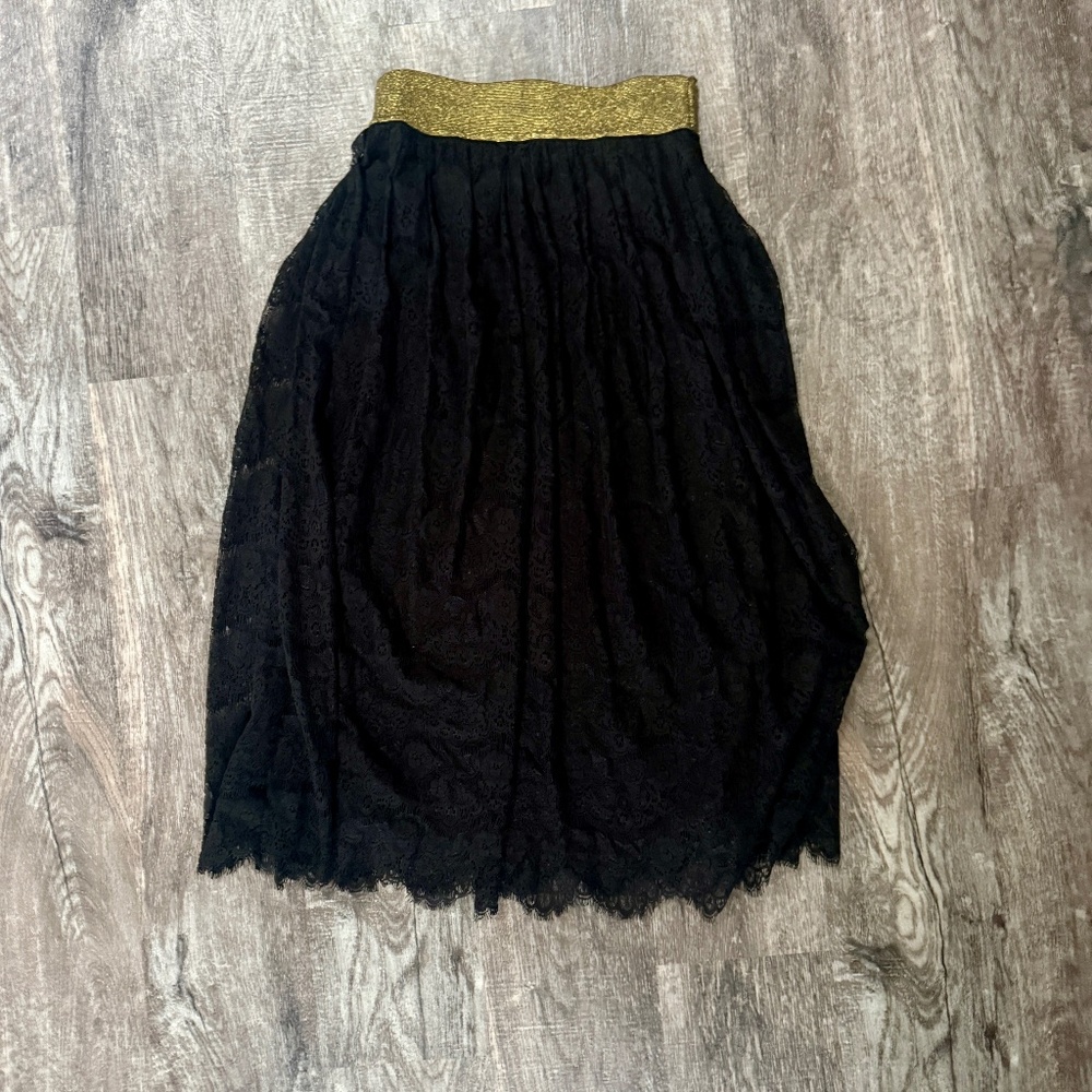 ESSENTIEL ANTWERP Midi Skirt Lace w/ Gold Waistband 38 / 8